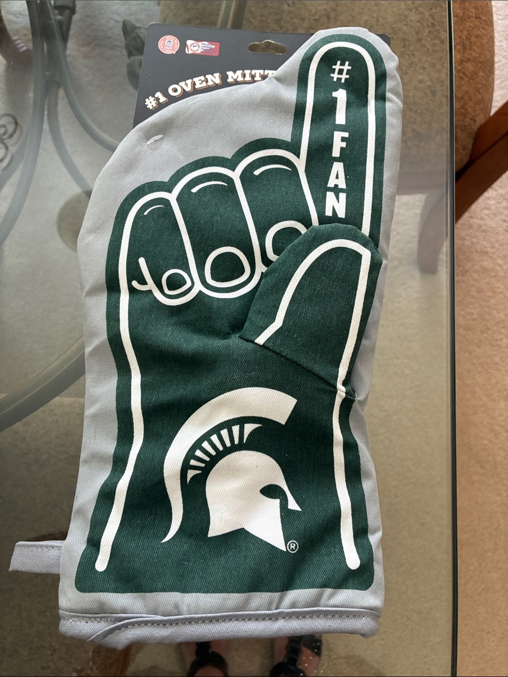 #1 Fan Spartan Oven Mitt - Green and Gray